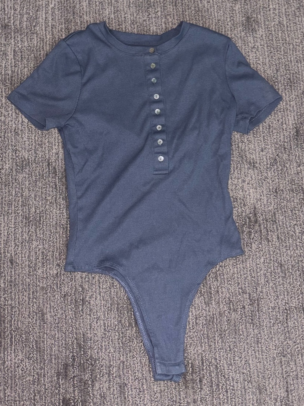 Every Button-up Blue Ribbed Bodysuit - Picture 2 of 5